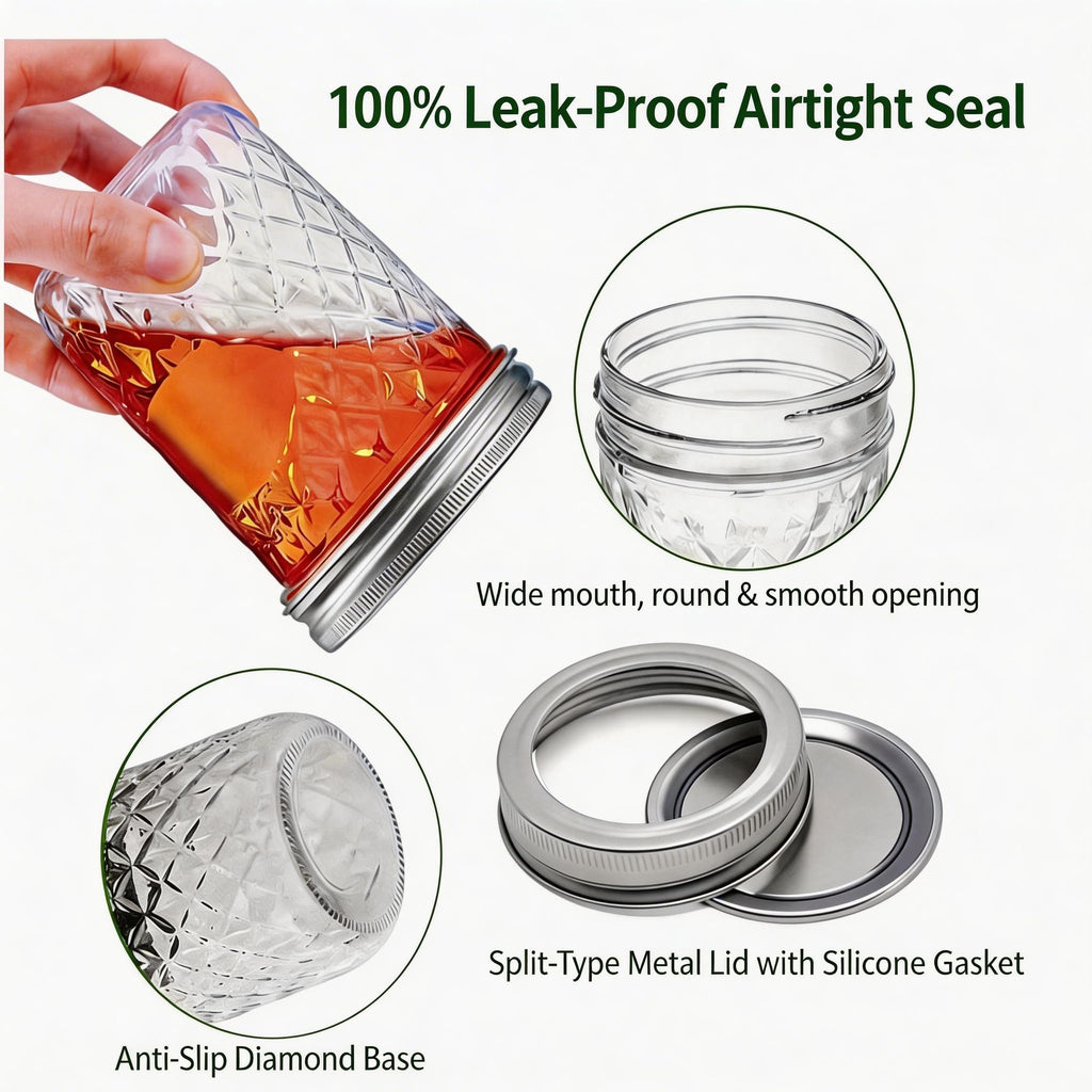 16 oz Wide Mouth Glass Mason Jars with Lids, 4 Pack G70694