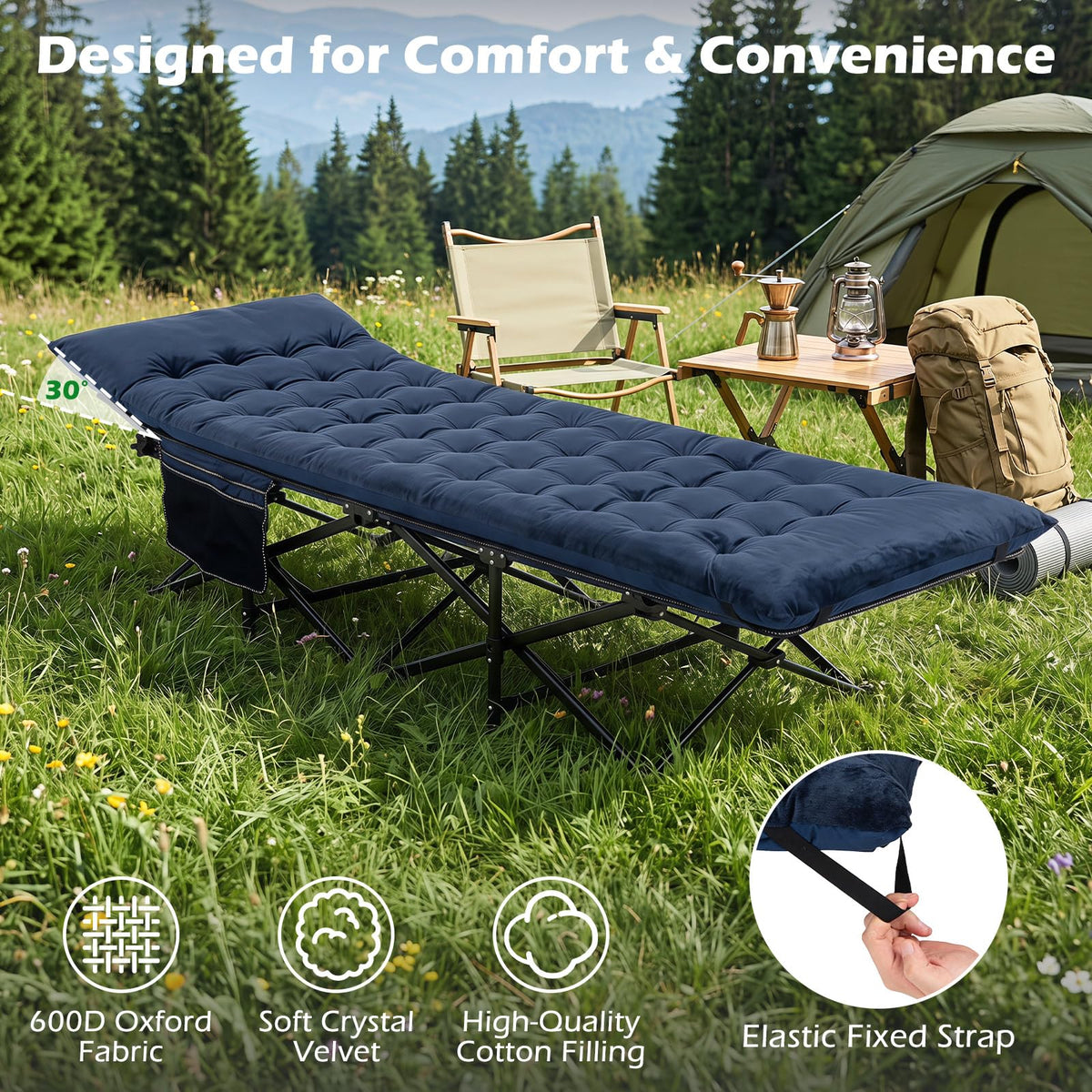 Camping Cot with Padded Mat S27811