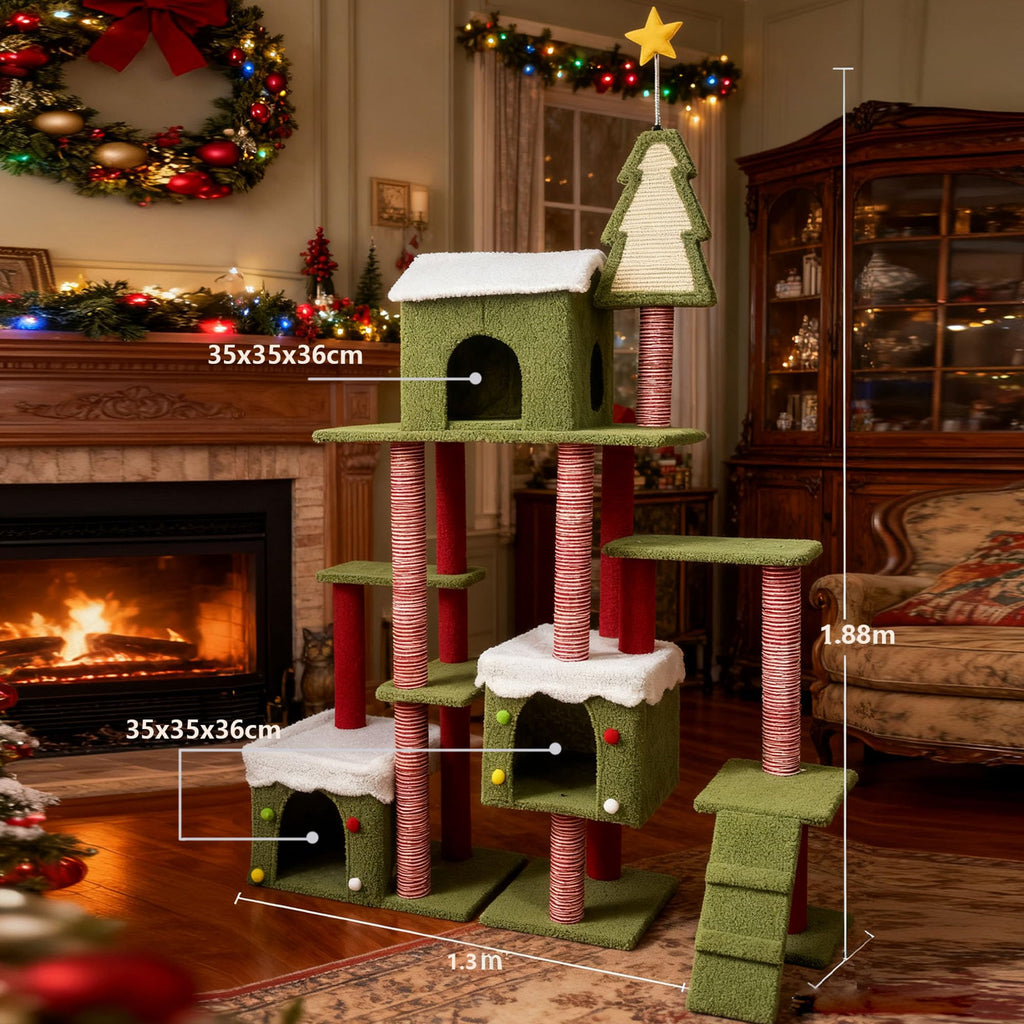 60 Inch Extra Large Cat Tree with 3 Condos and Climbing Ladder Z58167