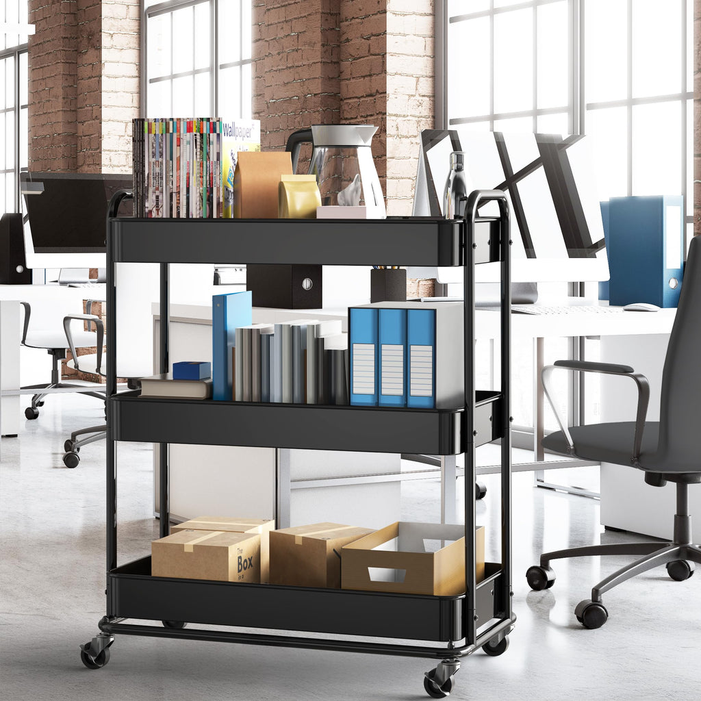 26" 3-Tier Metal Utility Cart, Black G9878