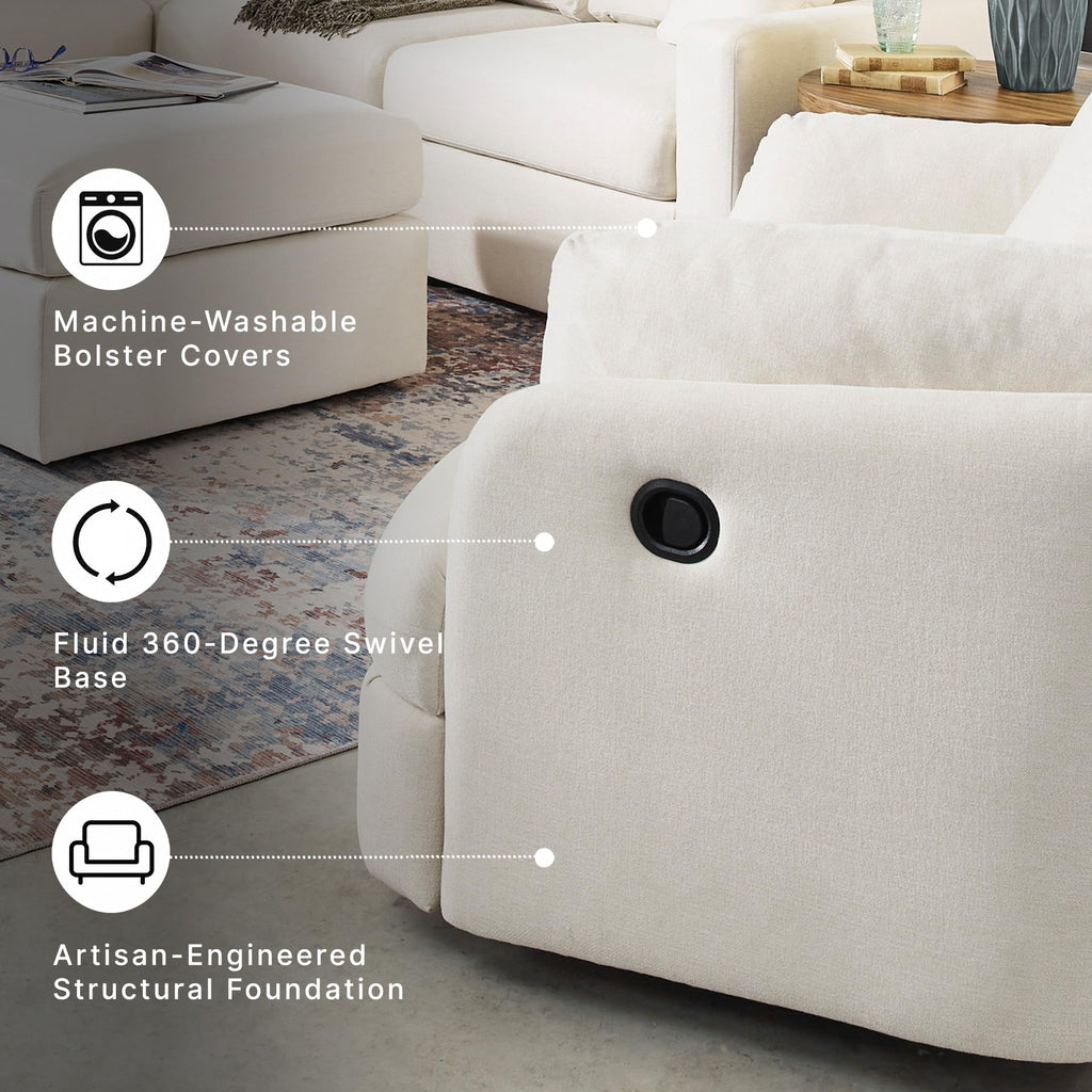 Beige Swivel Glider Recliner Rocking Chair Q75727