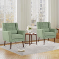Green Teddy Upholstered Armchair Set of 2 with Lumbar Pillow S488