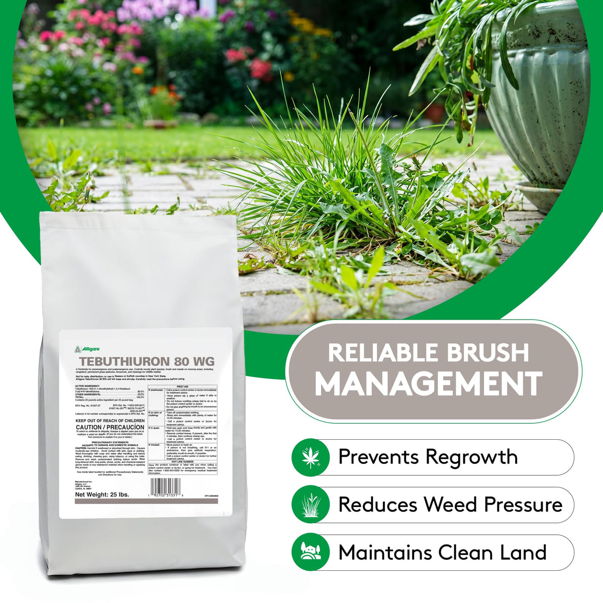 Tebuthiuron 80 WG Granular Herbicide Weed Killer 25 lb W80981