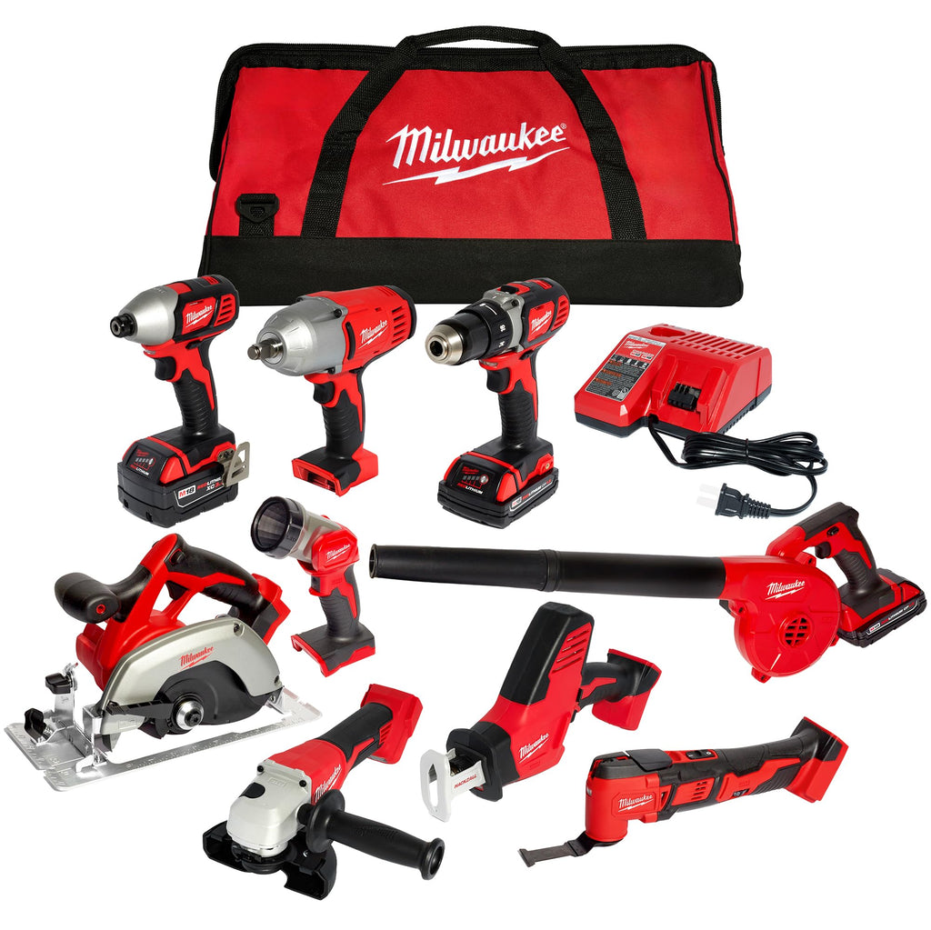 18-Volt Lithium-Ion Cordless 9-Tool Combo Kit with 2-Batteries E891