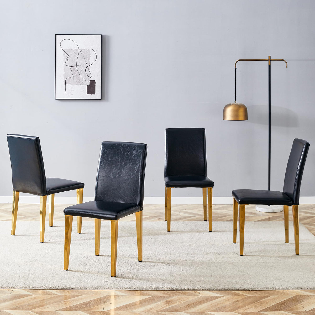 Black Gold Upholstered Dining Chairs Set of 4 I4020