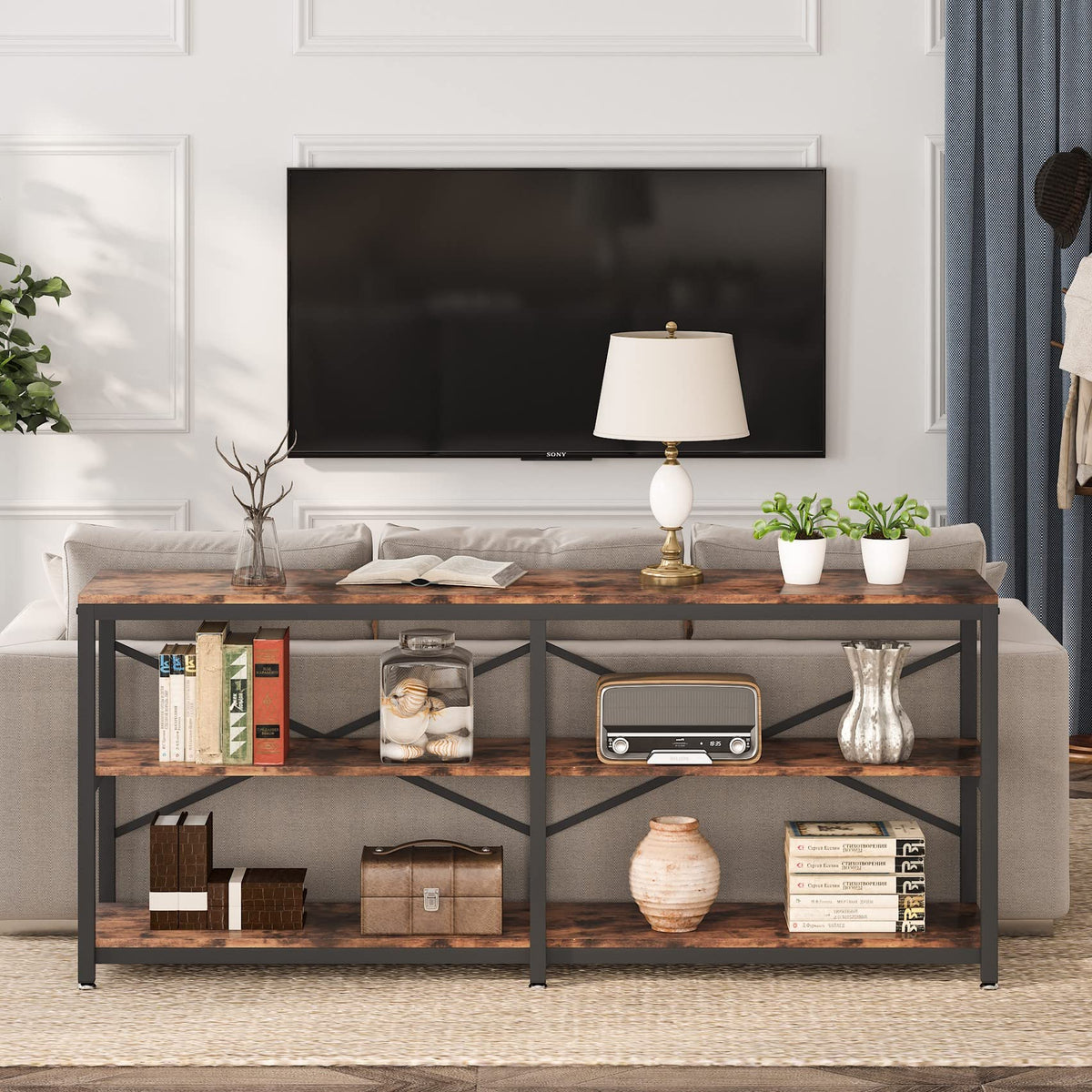 70.9 Inch 3-Tier Console Table with Storage Shelves N597