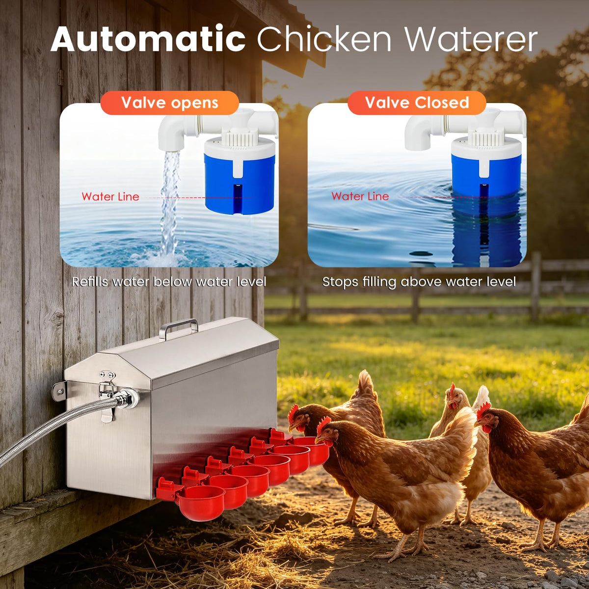 1.5 Gallon Metal Automatic Chicken Waterer F76042