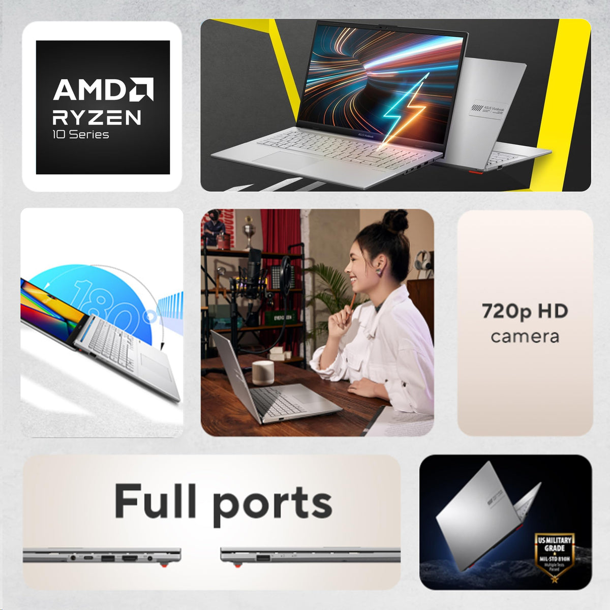 15.6” FHD Laptop, AMD Ryzen 5, 8GB RAM, 512GB SSD E705