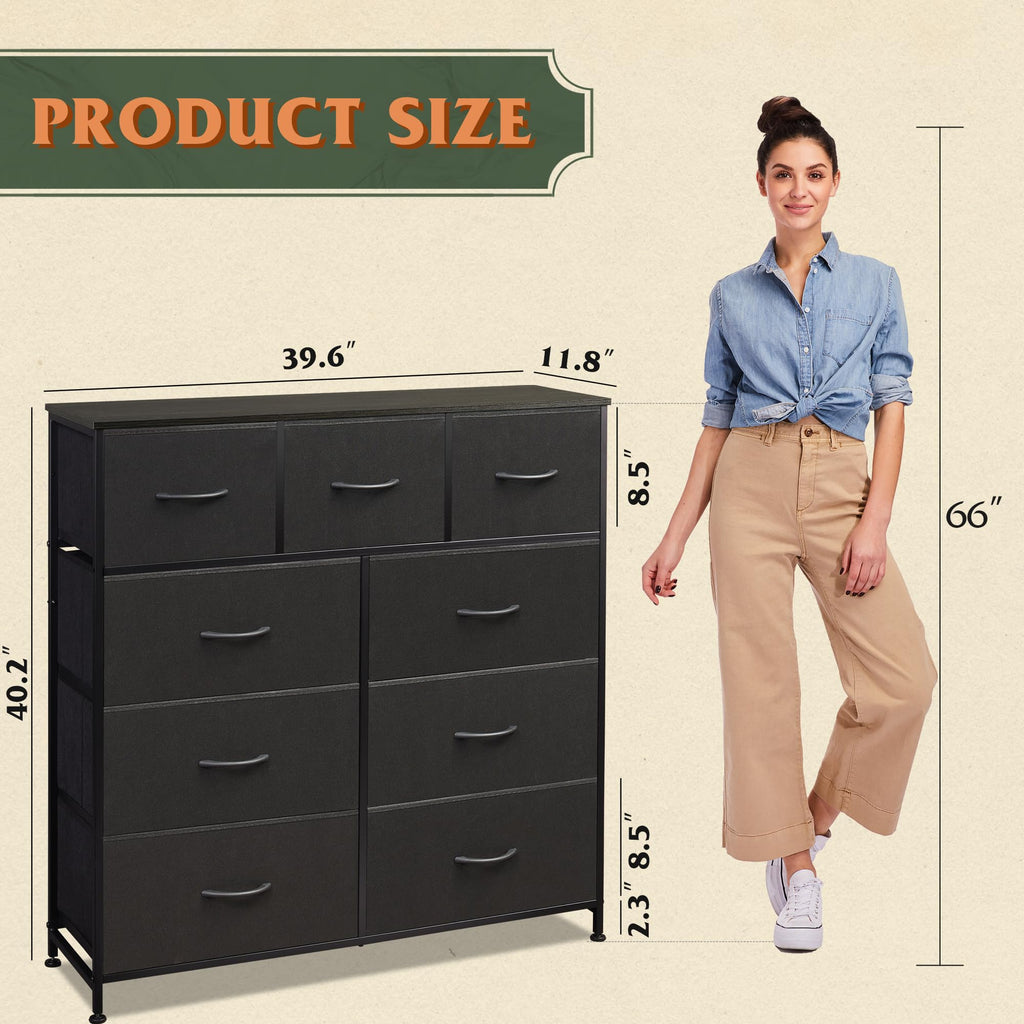 Charcoal Black 3 7 9 Drawer Dresser Set E577351