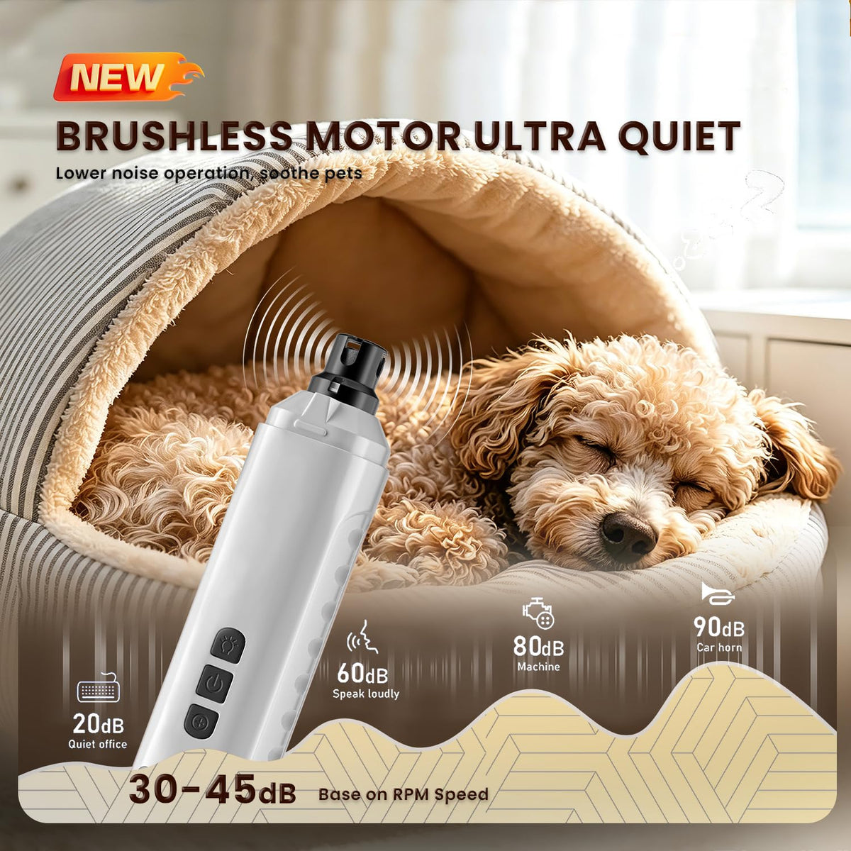 6-Speed Dog Nail Grinder with LED Light O369
