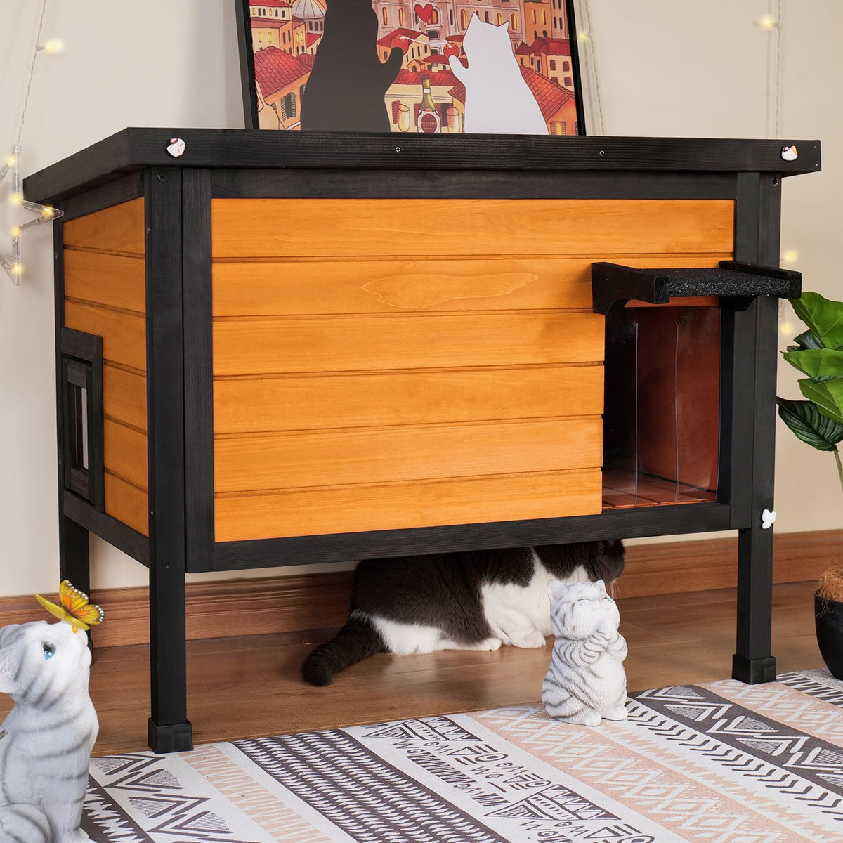 Outdoor Insulated Wooden Cat House J80082
