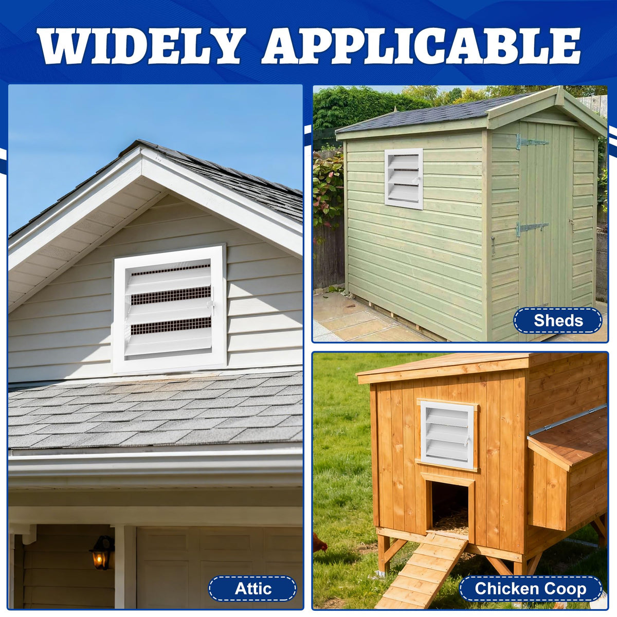 Adjustable Aluminum Alloy Gable Vent with Mesh Screen K531585