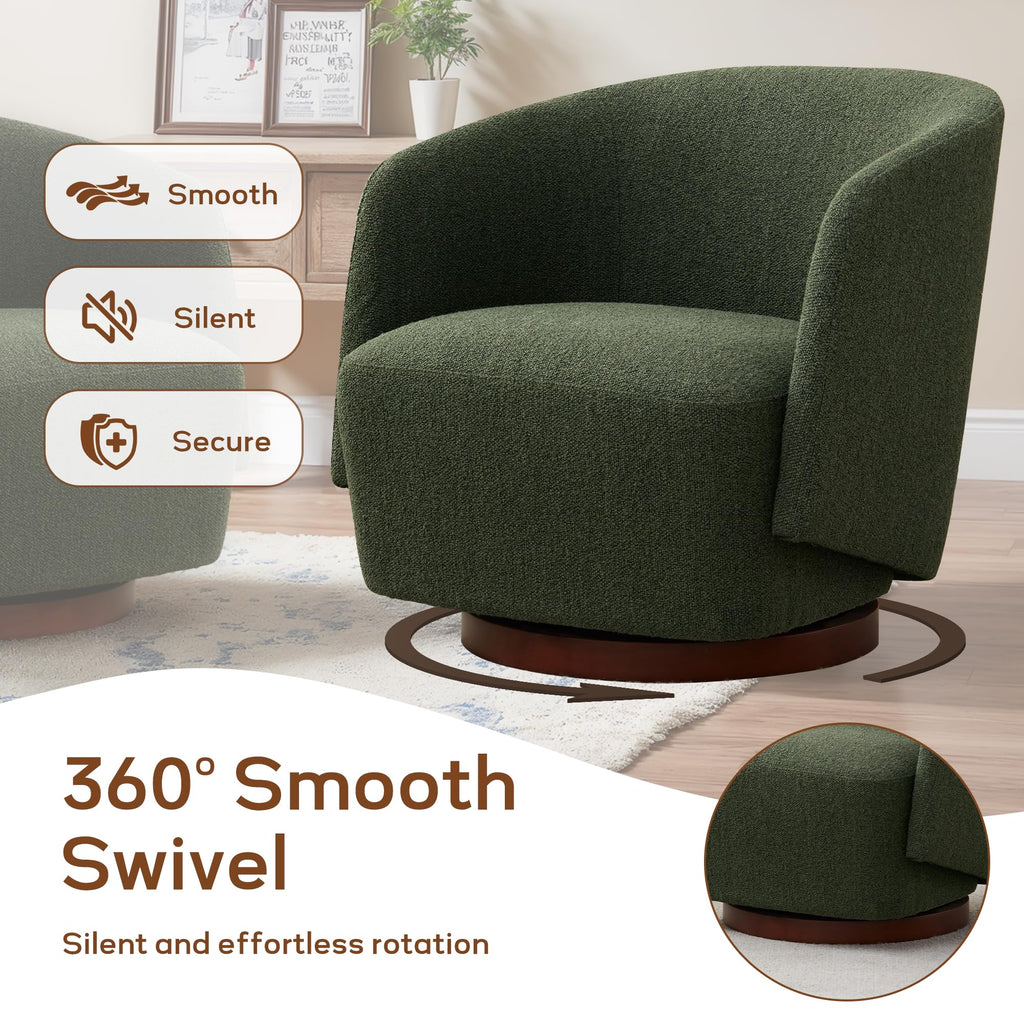 Boucle Swivel Accent Chairs Set of 2 Green T32566