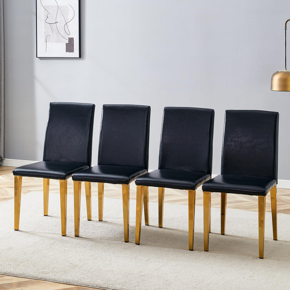 Black Gold Upholstered Dining Chairs Set of 4 I4020