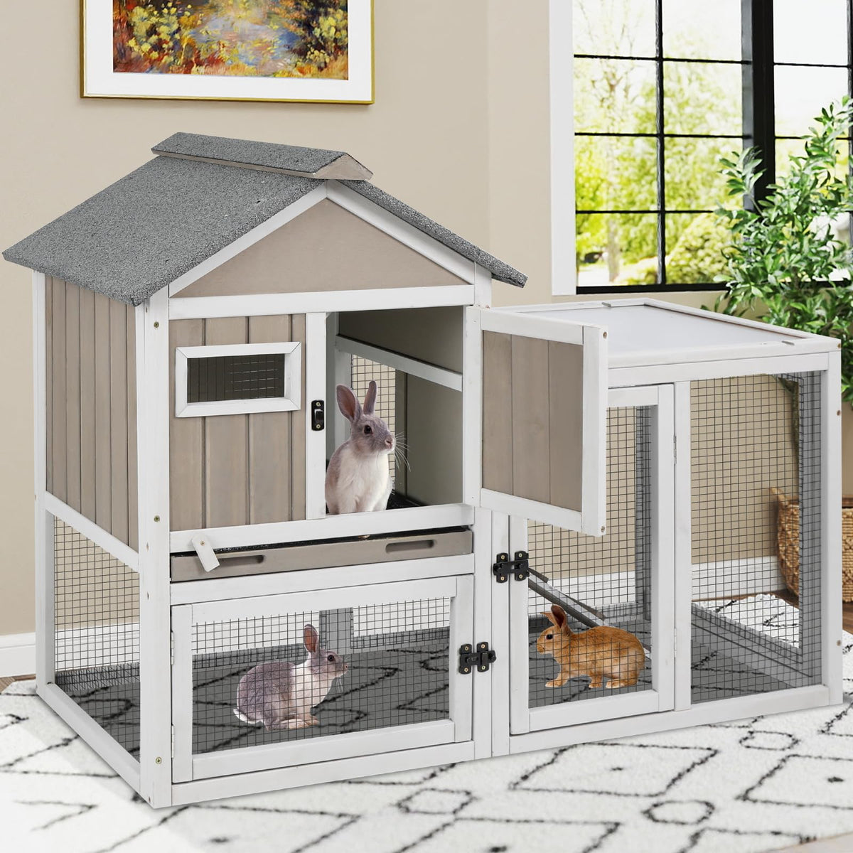 48" L 2-Story Rabbit Hutch with Ramp N60923