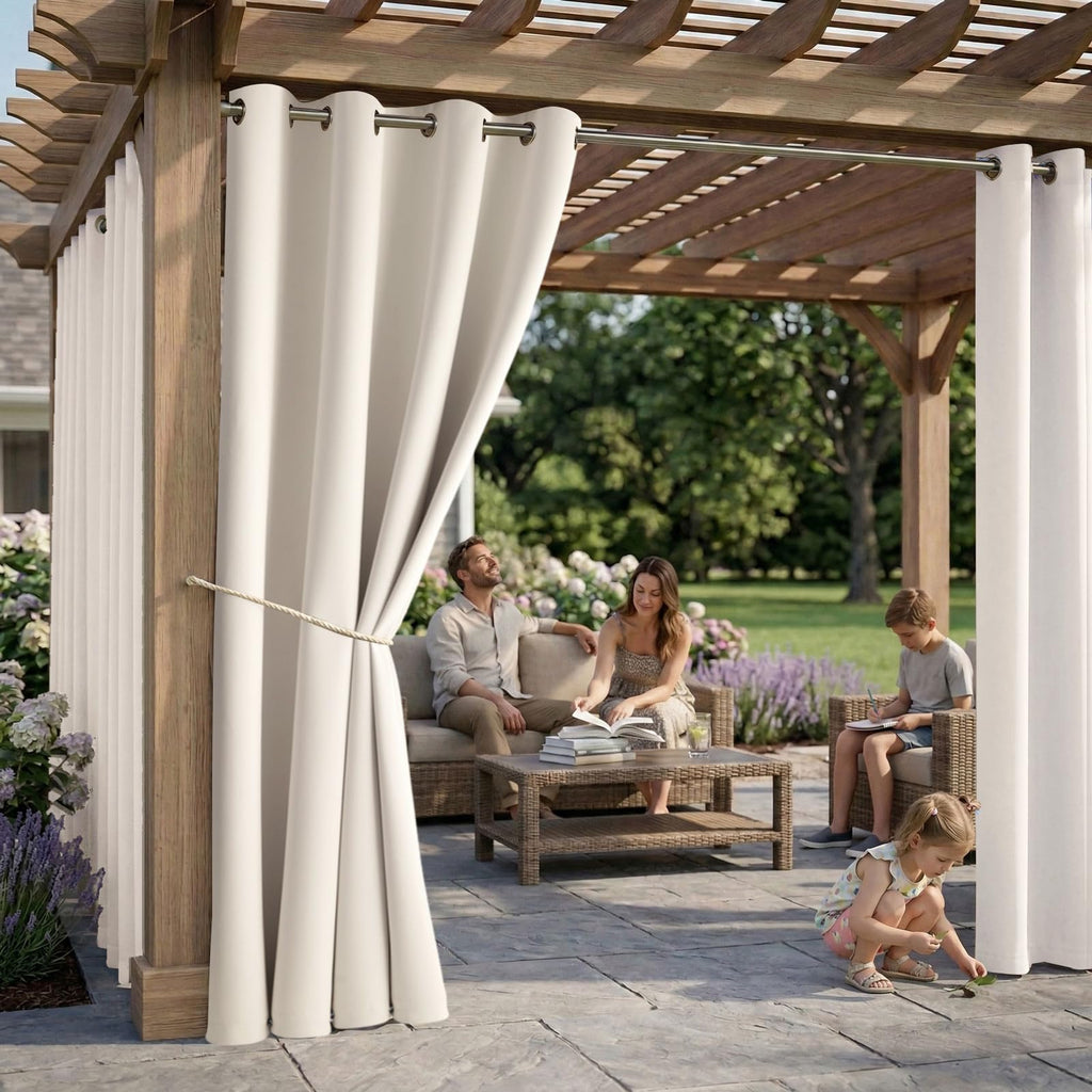 W52 x L108 Weather-resistant Grommet Top Curtains (2 Panels) T970