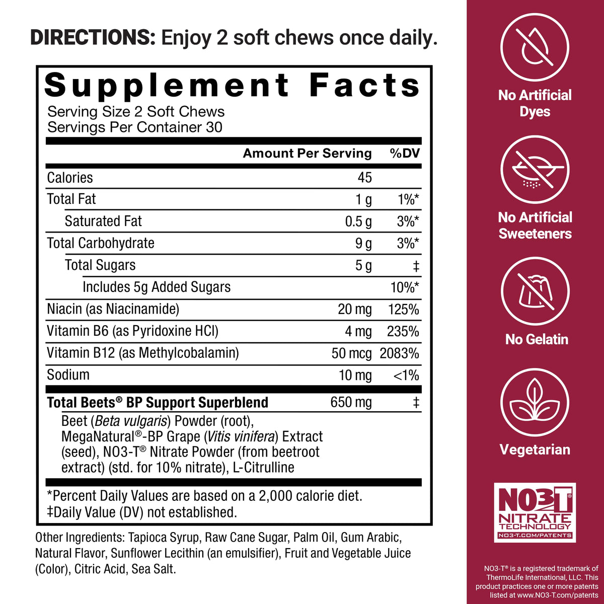 Beets Nitric Oxide Supplement E220