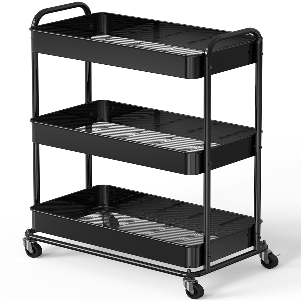 26" 3-Tier Metal Utility Cart, Black G9878