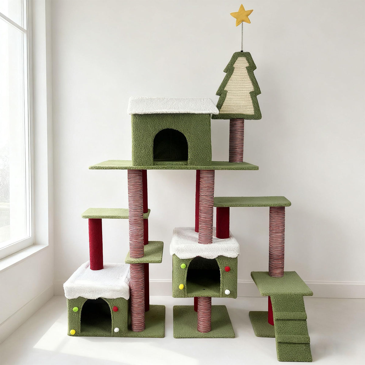 60 Inch Extra Large Cat Tree with 3 Condos and Climbing Ladder Z58167