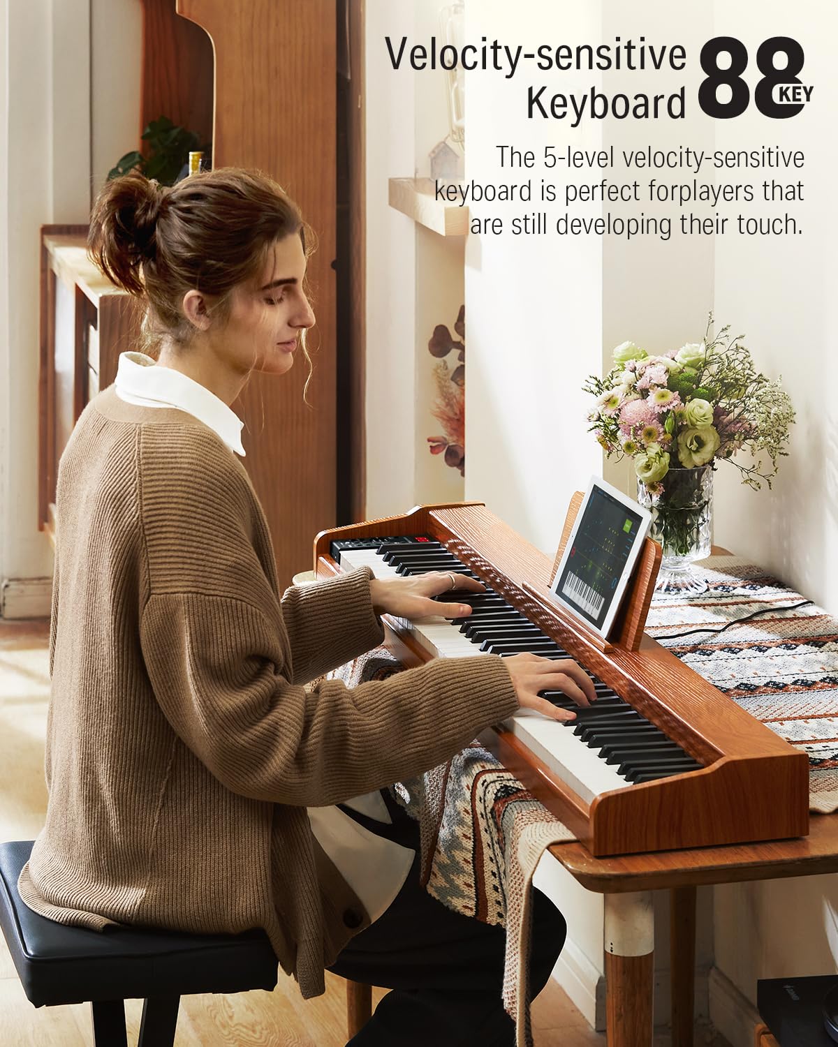 88 Keys Digital Piano with Stand and Sustain Pedal M512176