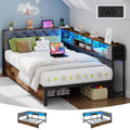 Twin Size Corner Bed Frame with Storage and Headboard O695405