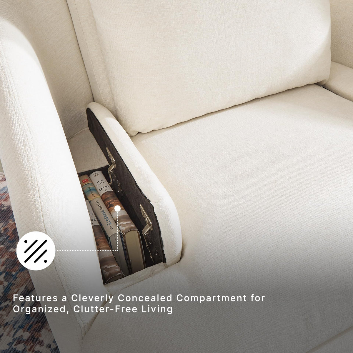 Beige Swivel Glider Recliner Rocking Chair Q75727