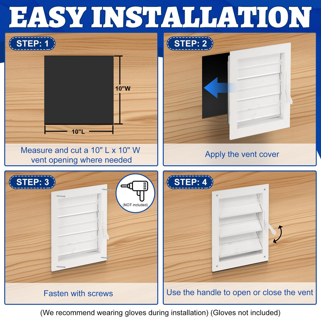 Adjustable Aluminum Alloy Gable Vent with Mesh Screen K531585