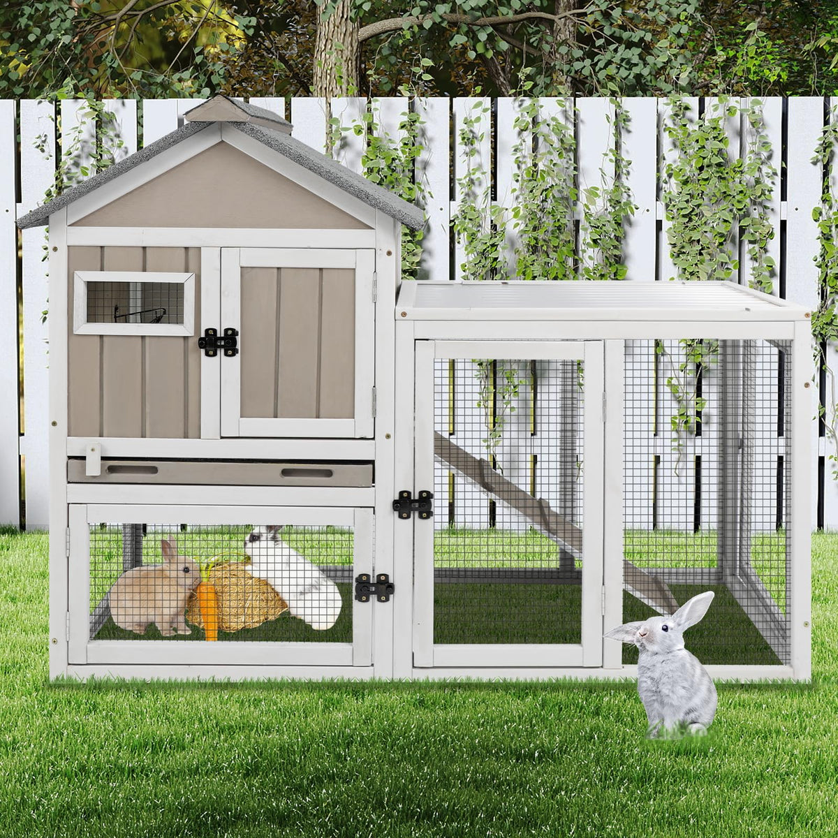 48" L 2-Story Rabbit Hutch with Ramp N60923
