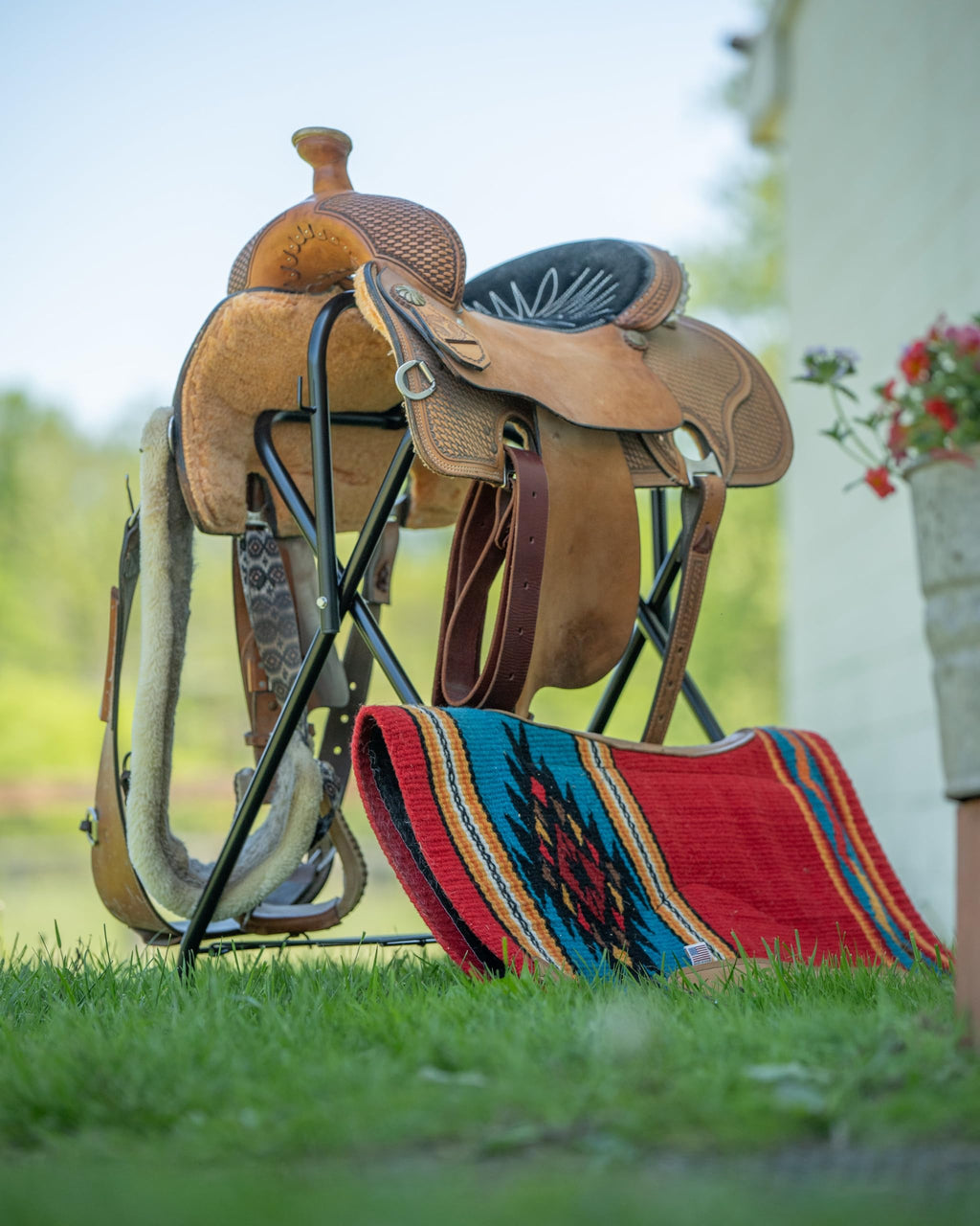 Portable Folding Saddle Rack Powder-Coated Steel R974