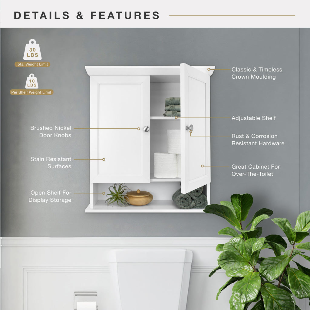 White Wall Mounted Medicine Cabinet Organizer K829
