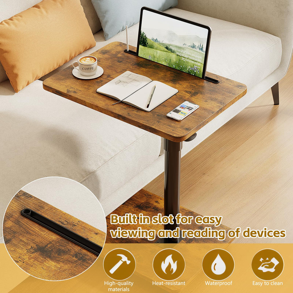 Height Adjustable Swivel C Shaped Side Table Set of 2 P7090
