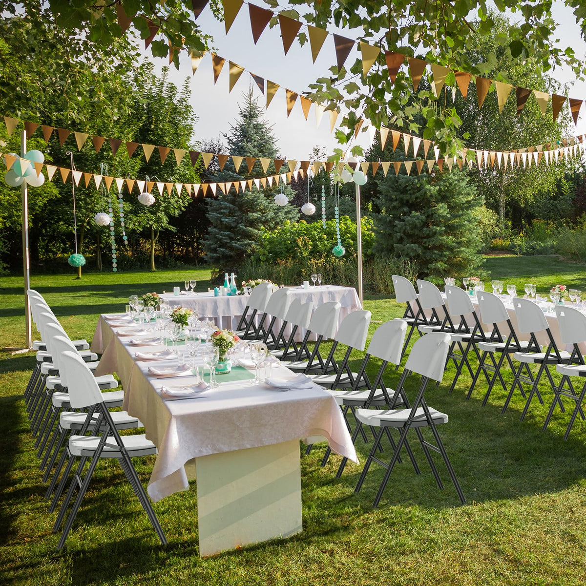 White 10 Pack HDPE Folding Chairs with Steel Frame R571236